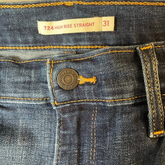 Levi’s Women Jeans 724 size W31 Blue High Rise Stretch Straight Fit 25” Inseam - Picture 8 of 12